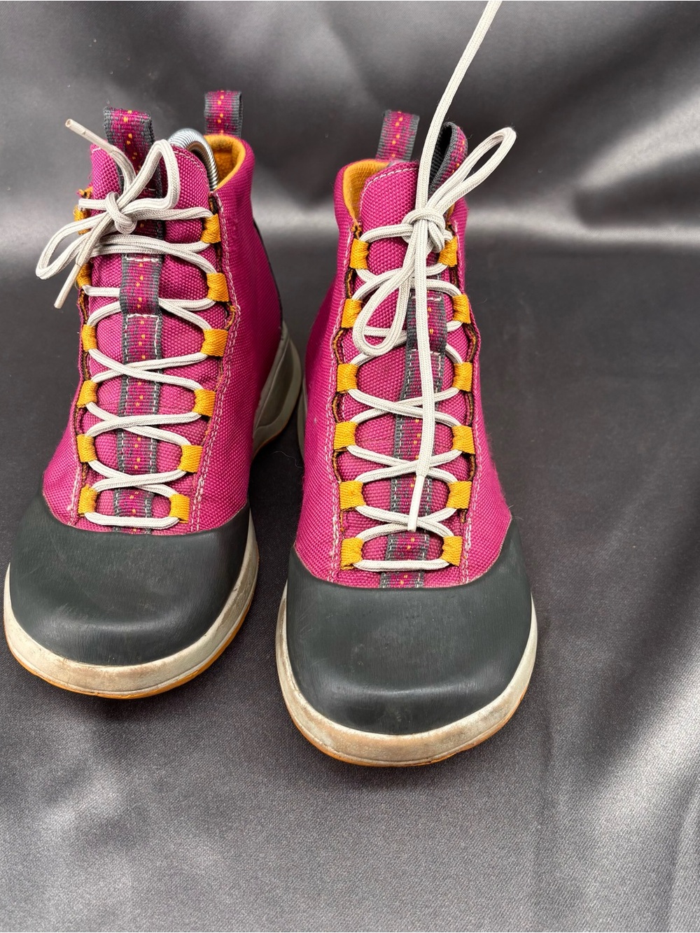 Chaco Women's Pink and Yellow Lace-Up High-Top Boots